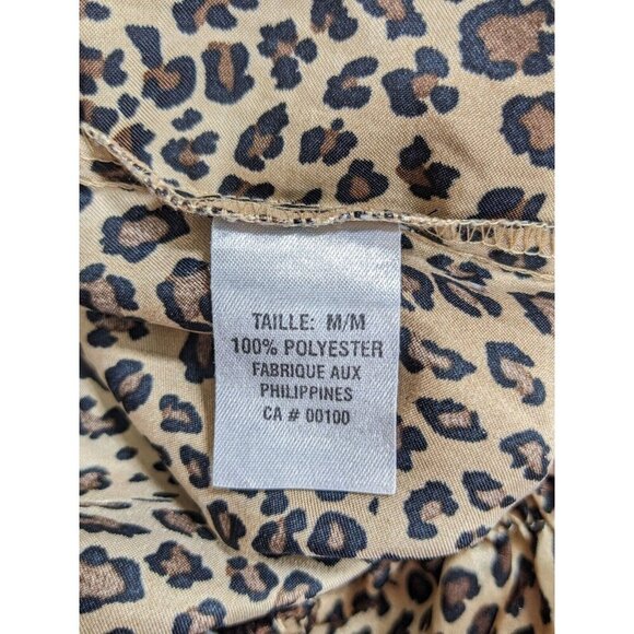 Womens Satiny Leopard Print Sleep Lounge Pants Size Medium Brown Elastic Waist - Picture 3 of 3